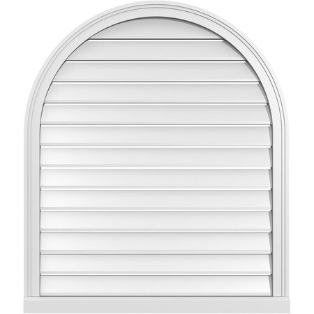 Round Top Surface Mount PVC Gable Vent: Functional, W/ 2W X 2P Brickmould Sill Frame, 34W X 40H